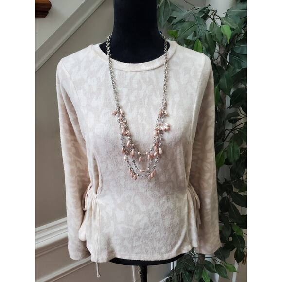 Fab'rik Women's Beige Polyester Round Neck Long Sleeve Casual Top Blouse Size M - Picture 8 of 11